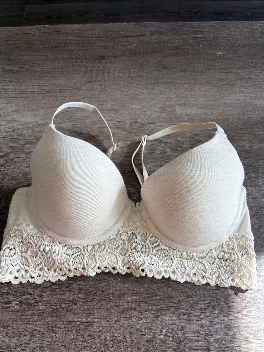 aerie Cream Lace-Band Lightly Padded Bra